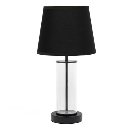 Lighting Business Encased Metal and Clear Glass Table Lamp, Black LI2752870
